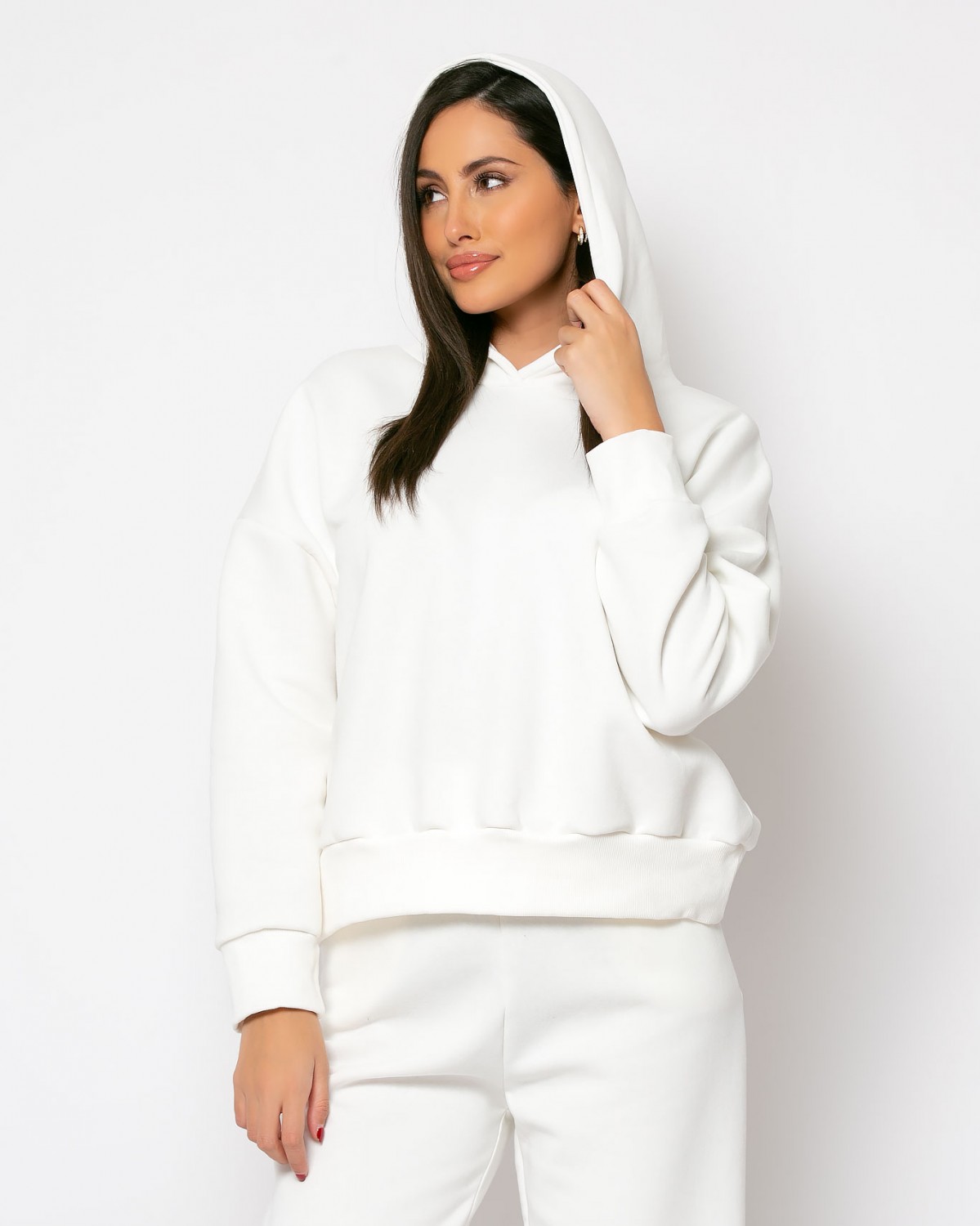 Μπλούζα φούτερ χνούδι με κουκούλα